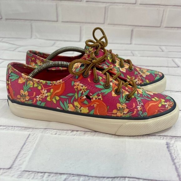 Sperry Floral Flamingo Print Flowers Spring‎ Flats Shoes - Picture 1 of 10